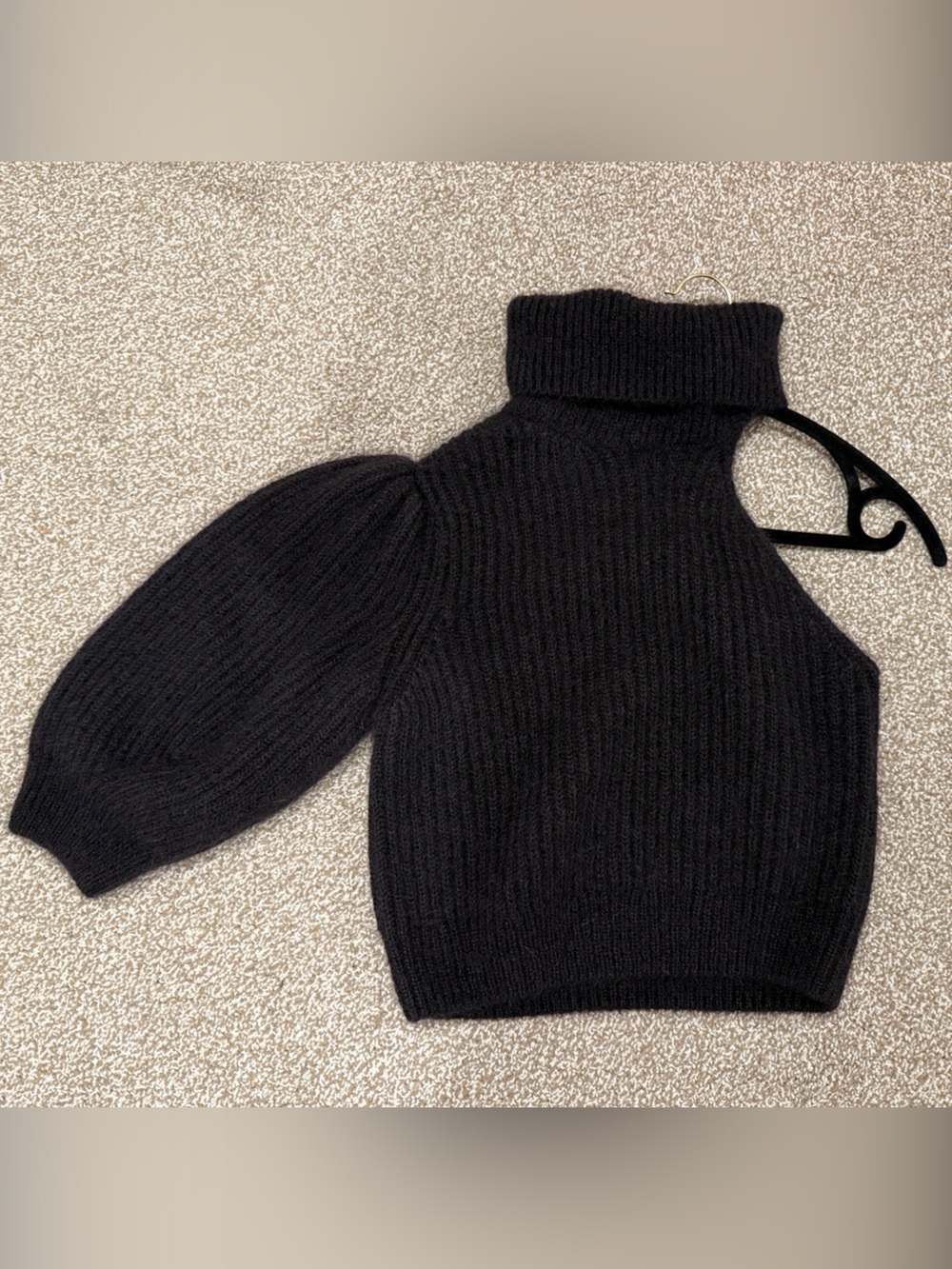 Celine Black One-Shoulder Turtleneck Sweater